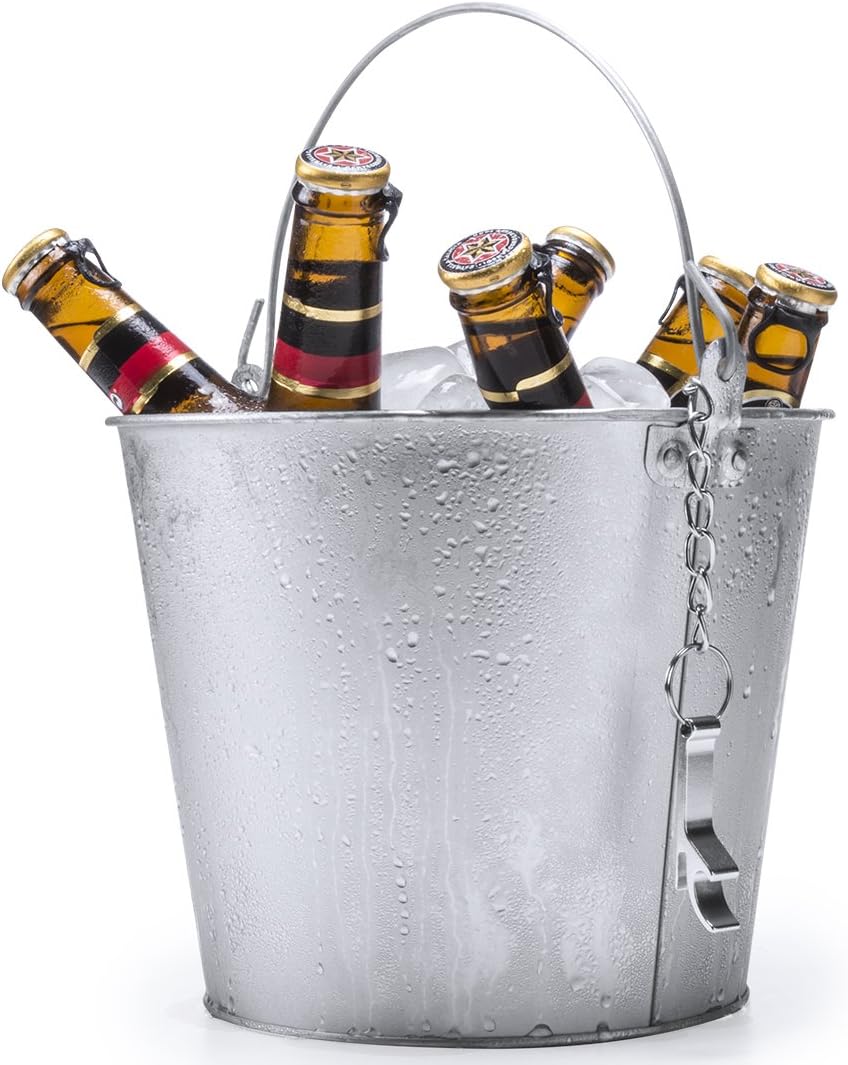 Cubo de Metal para Cerveza Plateado | Pack de 5 Unidades